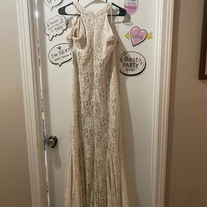 Long ivory lace dress
